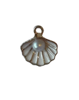 White Scallop Shell with Pearl charm