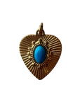 PVD Good Plated Stainless Steel Turquoise Center Heart Charm