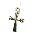 Silver and gold Tiny cross with center gem charm