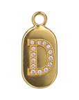 Gold diamond encrusted letter D tag