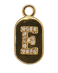 Gold diamond encrusted letter E tag