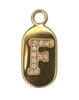 Gold diamond encrusted letter F tag