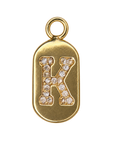 Gold diamond encrusted letter K tag