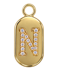 Gold diamond encrusted letter N tag
