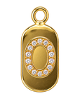 Gold diamond encrusted letter O tag