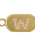 Gold diamond encrusted letter W tag