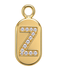 Gold diamond encrusted letter Z tag