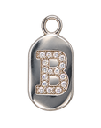Silver diamond encrusted letter B tag charm