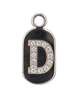 Silver diamond encrusted letter D charm, transparent background