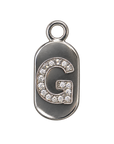 Silver diamond encrusted letter G charm, transparent background