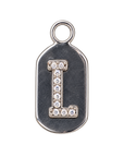 Silver diamond encrusted letter L tag charm