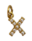 Pearl letter X charm on transparent background