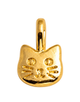 Small gold cat face Charm on transparent background
