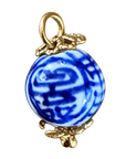 Assorted Floral ceramic charm — Tiny circle blue — natural color, transparent background