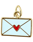 Envelope with red heart charm — natural color, transparent background