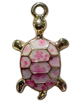 Gold PINK TURTLE CHARM on transparent background