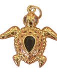 Green Heart Turtle Charm on transparent background