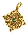August gold compass birthstone charm, transparent background