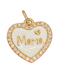 White Mama Heart Charm on transparent background