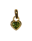 August gold heart birthstone charm on transparent background