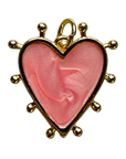 Pink poky Heart charm on transparent background