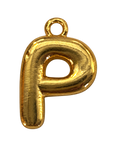 Gold jumbo bubble letter P charm fully edited transparent cutout