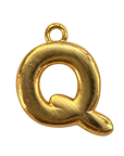 Gold jumbo bubble letter Q charm fully edited transparent cutout