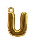 Gold jumbo bubble letter U charm fully edited transparent cutout