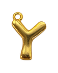 Gold jumbo bubble letter Y charm fully edited transparent cutout