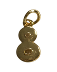Number Eight Charm with natural gold finish on transparent background