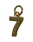 Number Seven Charm with natural gold finish on transparent background