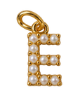 Pearl letter E charm on transparent background