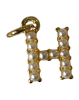 Gold pearl letter H charm on transparent background