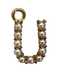 Gold pearl letter U charm on transparent background