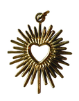 PVD Good Plated Stainless Steel Sunburst Heart Charm on transparent background