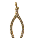 PVD Good Plated Stainless Steel Diamond Wishbone Charm on transparent background