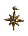 PVD Gold Plated Starburst Charm on transparent background