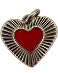 Silver red centered Heart charm, transparent background