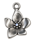 February silver birth flower charm, large transparent image