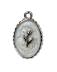 Silver Framed flower charm on transparent background