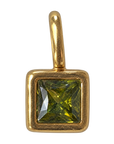 Square olive green stone charm on transparent background
