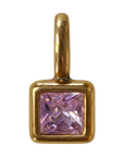 Square pale lavender purple stone charm on transparent background