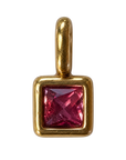 Square rose pink stone charm on transparent background