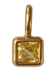 Square yellow stone charm on transparent background