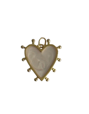 White Poky Heart Charm