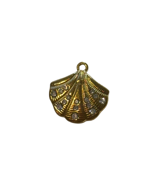 ￼Diamond Gold Scallop Shell Charm