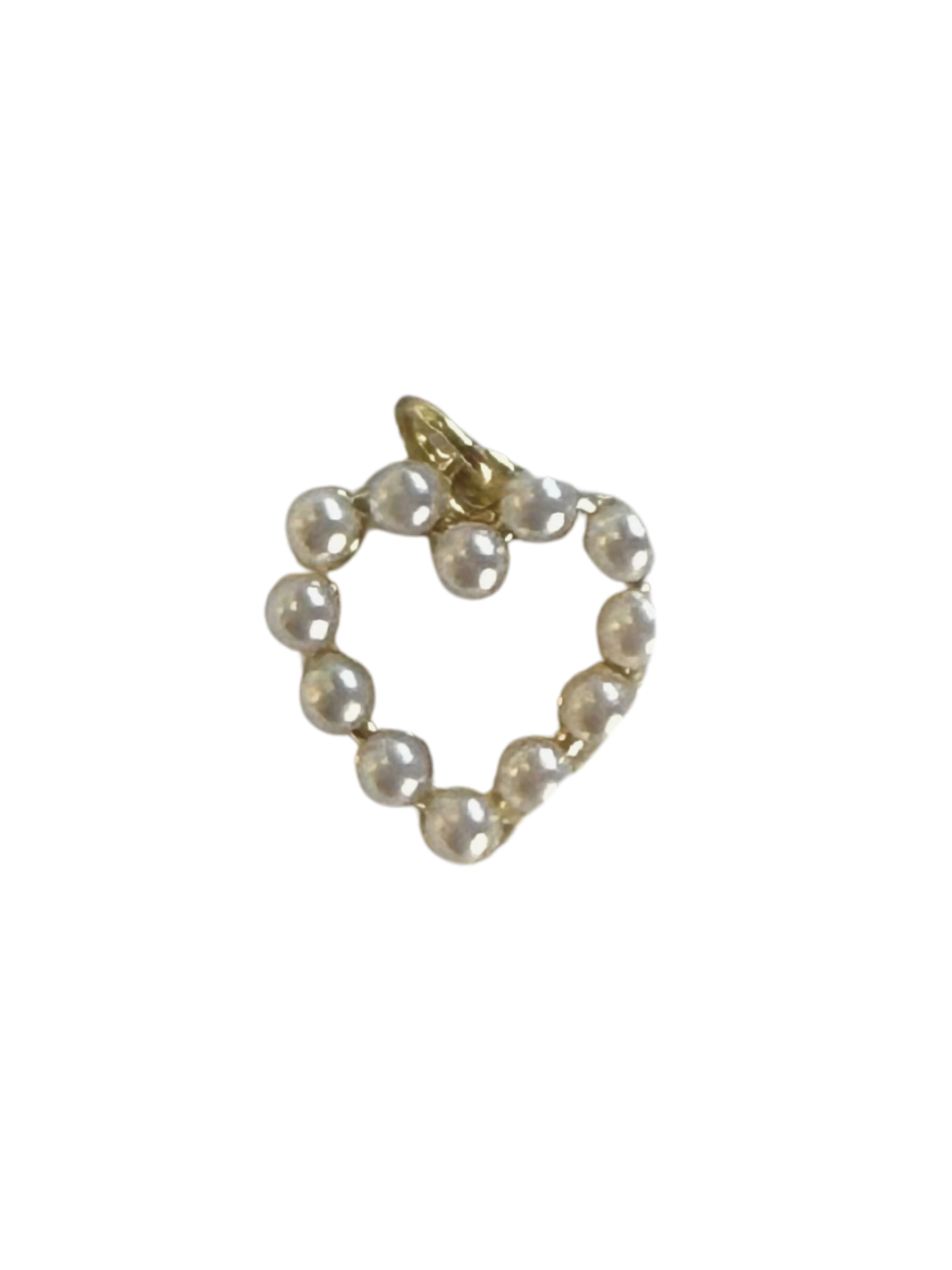 Small open pearl heart Charm
