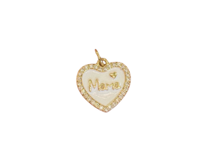 White Mama Heart Charm
