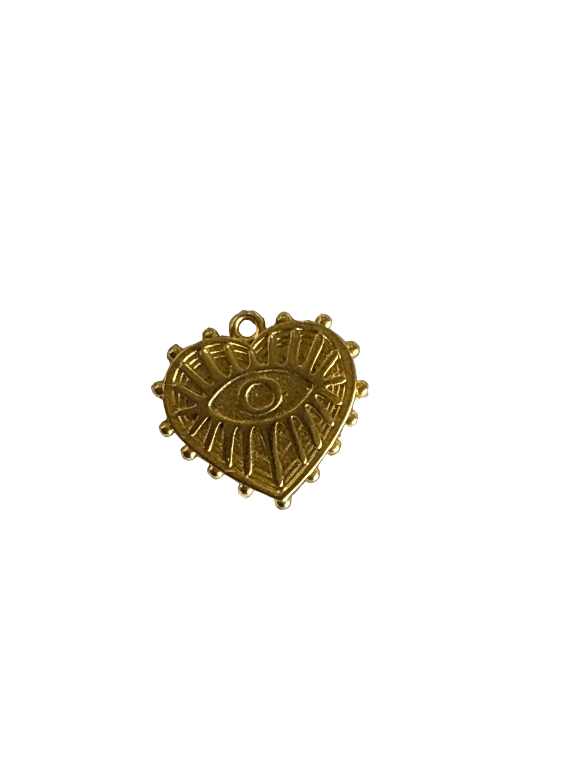 Gold evil eye heart charm