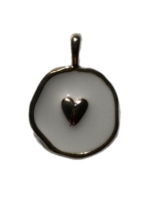 White Round Heart charm